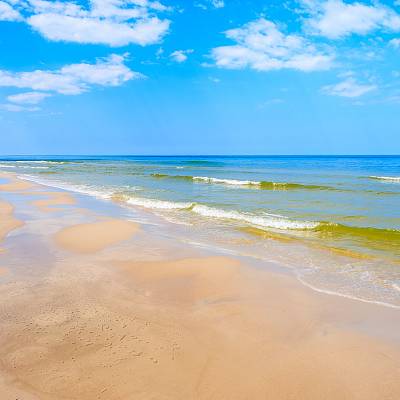 Grafika Szeroka, piaszczysta plaża w Dębkach